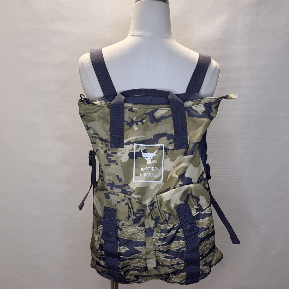 Under Armour Backpack Mens Medium Green Camo Project Rock Storm Sports Gym